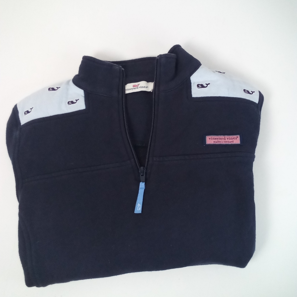 Vineyard Vines Shep Shirt 1/4 zip Whale Detail Navy Pullover Sweater size XXS